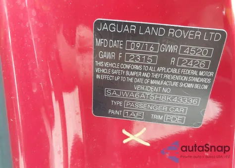 2017 Jaguar F-Type Premium из США, поврежденный, VIN SAJWA6AT5H8K43336